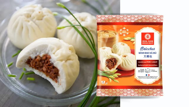 Hoa Nam Brioches Bánh Bao Xá Xíu (Barbecued Pork Steumed Buns / Hefeklöße mit gegrilltem Schweinefleisch).