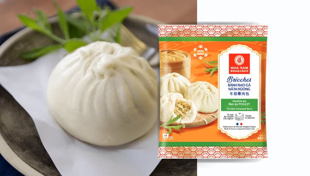Hoa Nam Brioches Bánh Bao Gà Nấm Hương (Halal Chicken & Mushroom Steamed Buns / Hefeklöße mit Hähnchenfleisch & Shiitake-Pilzen).